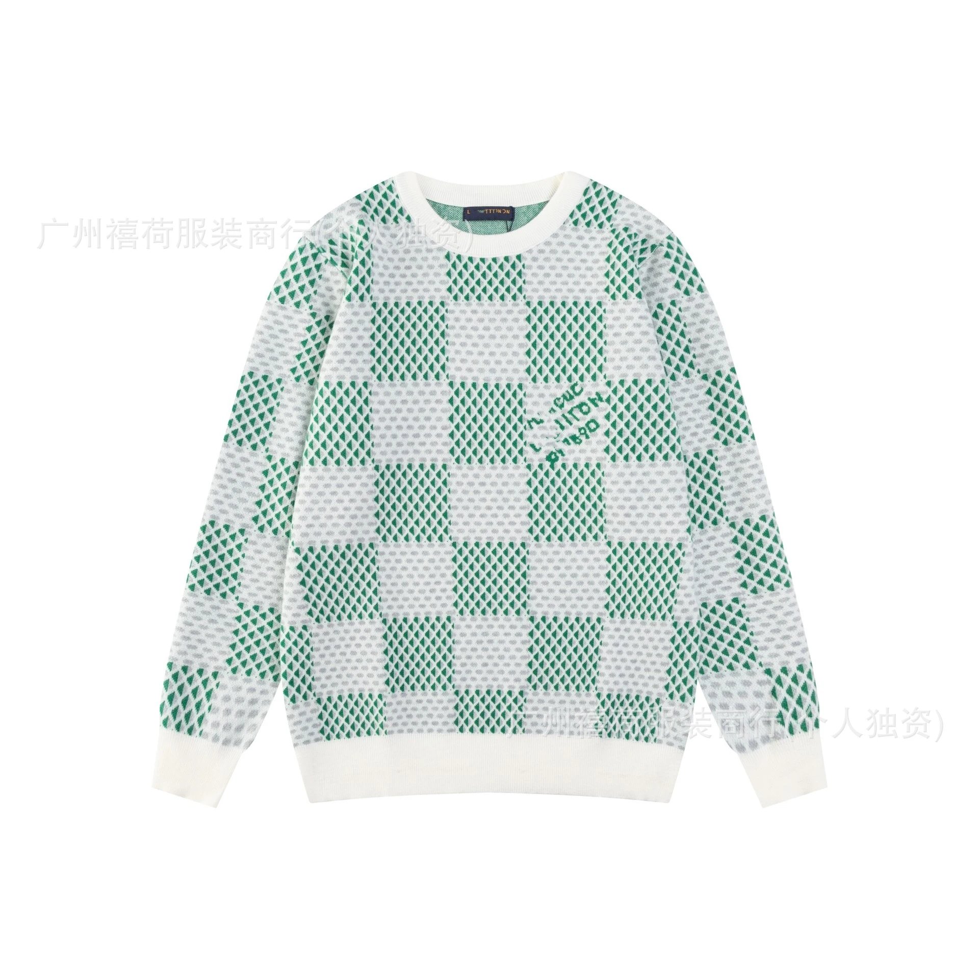 Checkerboard knit sweater photo 5