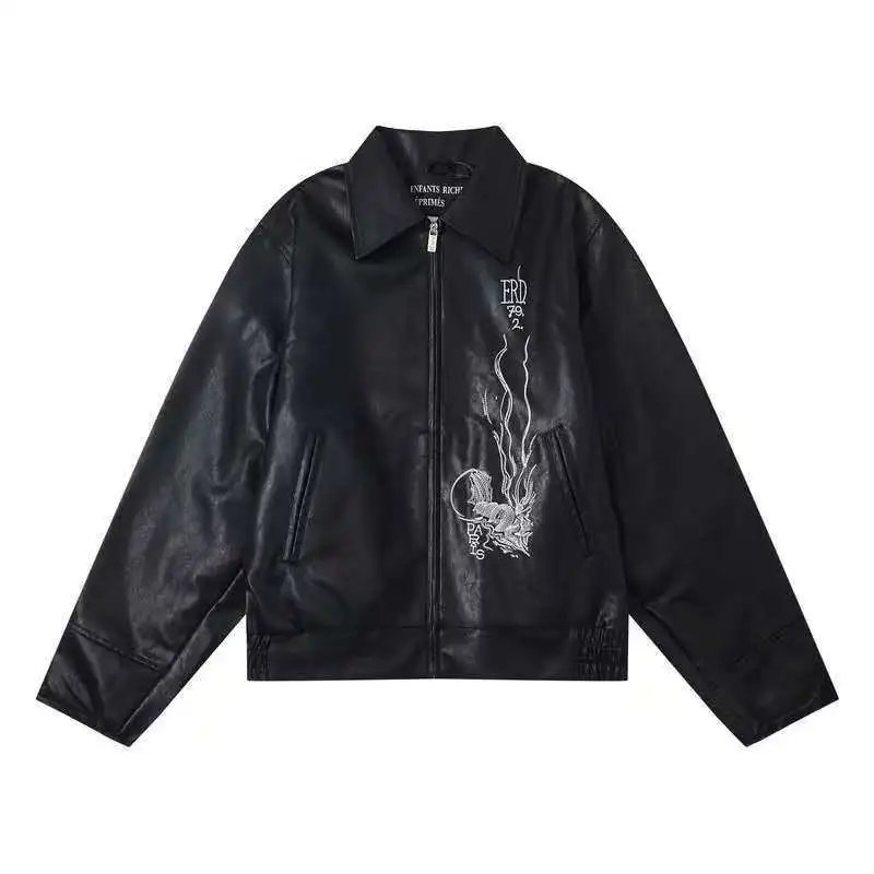 Enfants Riches Déprimés Hoodies & Sweatshirts Graphic Zip-Up — ER 665 Black Leather Jacket