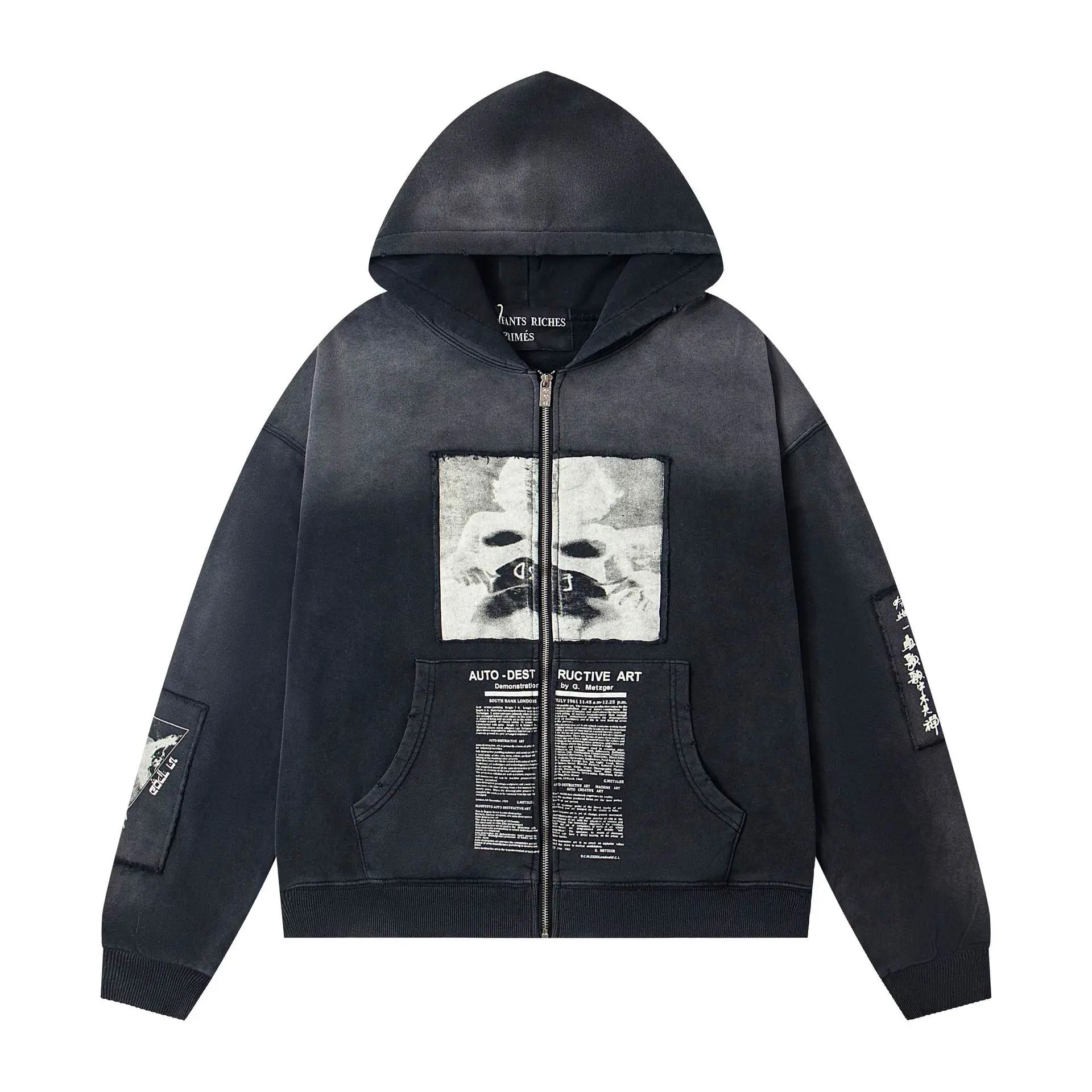 Enfants Riches Déprimés Hoodies & Sweatshirts Graphic Zip-Up — ER 861 Black and black zipper sweater