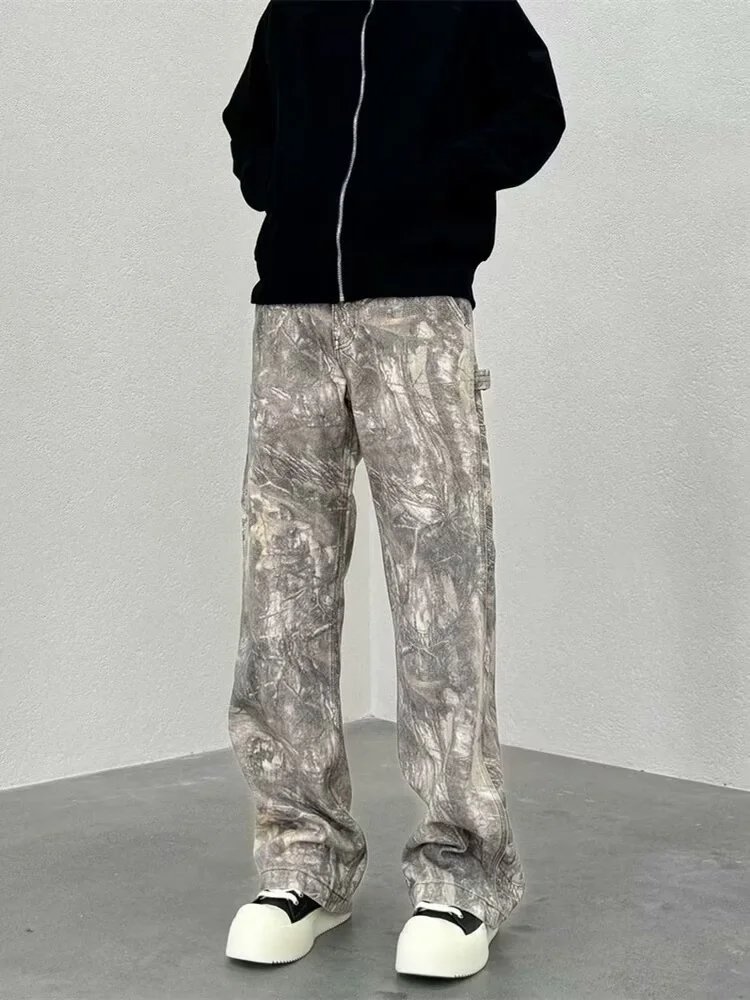 Camouflage Wide Leg Straight Jeans photo 2