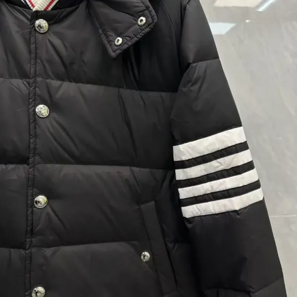 Thom Browne Down Jacket Gray with Four-Bar Stripe Sleeve and Hood - 25
