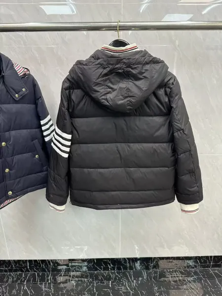 Thom Browne Down Jacket Gray with Four-Bar Stripe Sleeve and Hood - 29