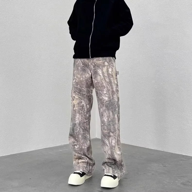 Camouflage Wide Leg Straight Jeans photo 5