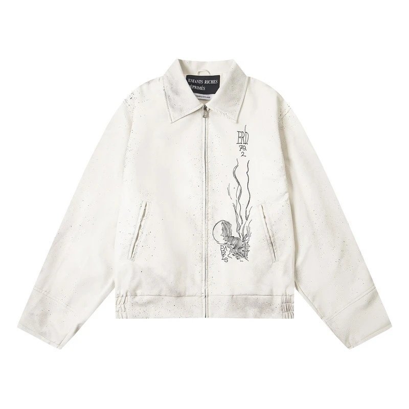 Enfants Riches Déprimés Hoodies & Sweatshirts Graphic Zip-Up — ER 665 white leather jacket