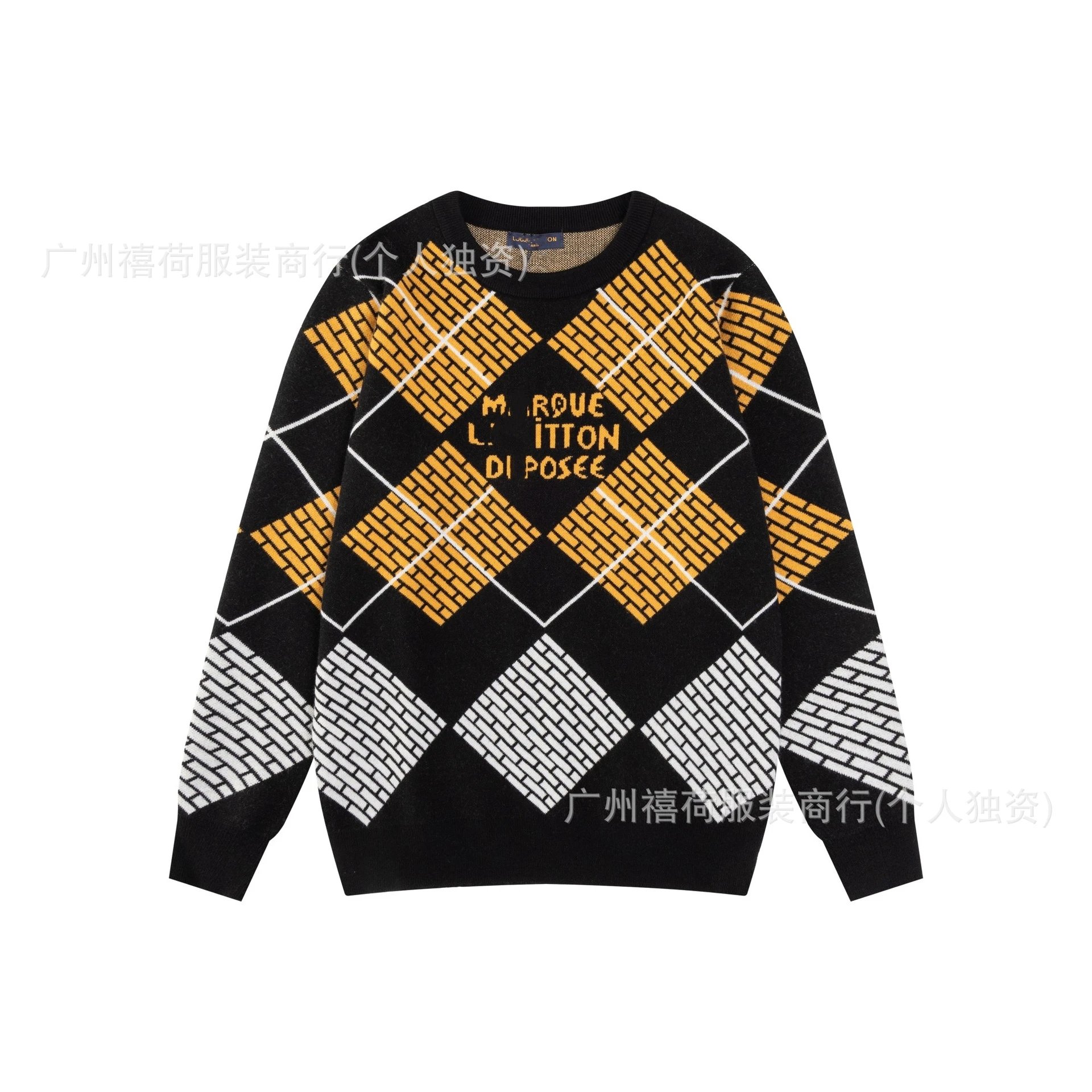Checkerboard knit sweater photo 6