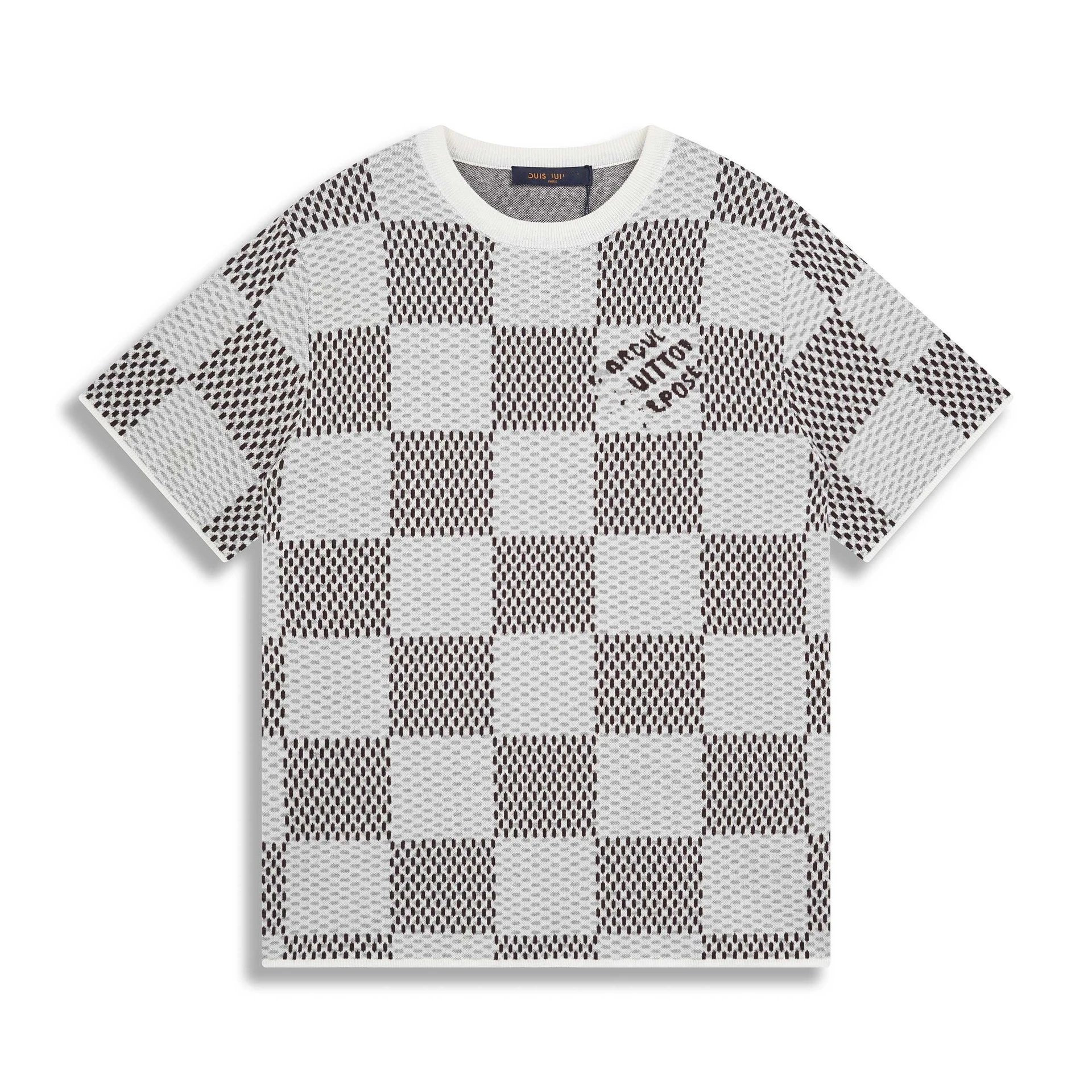 Checkerboard Letter Knit T-Shirt photo 4