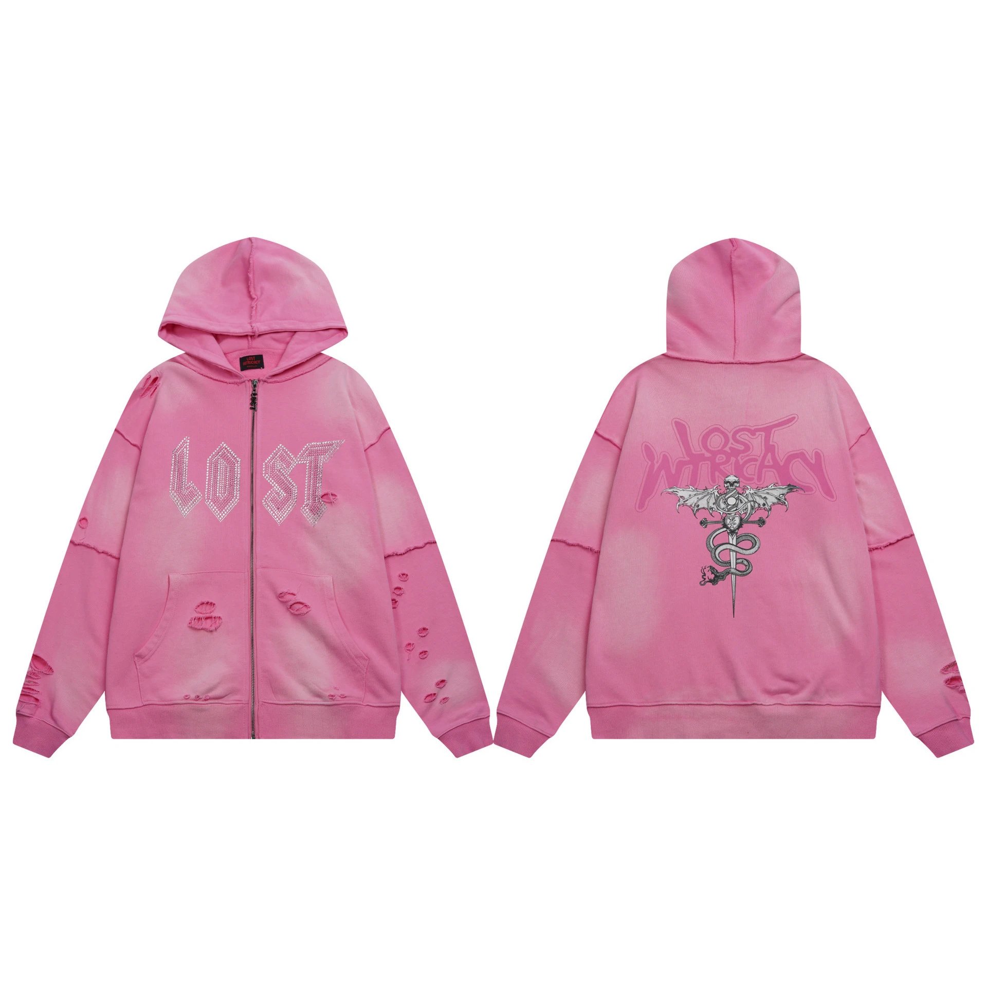 Rhinestone Zip Hoodie and Flare Pants Set photo 8