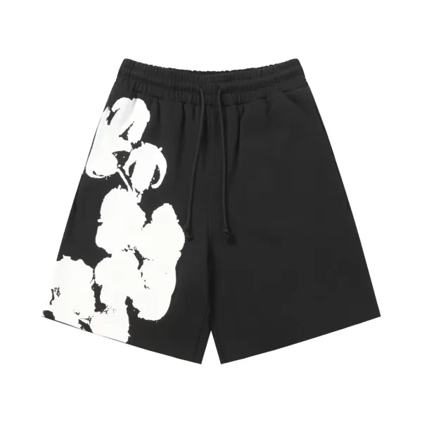 Off-White Cotton Poplin Shorts Black White Abstract Print Shorts - 1