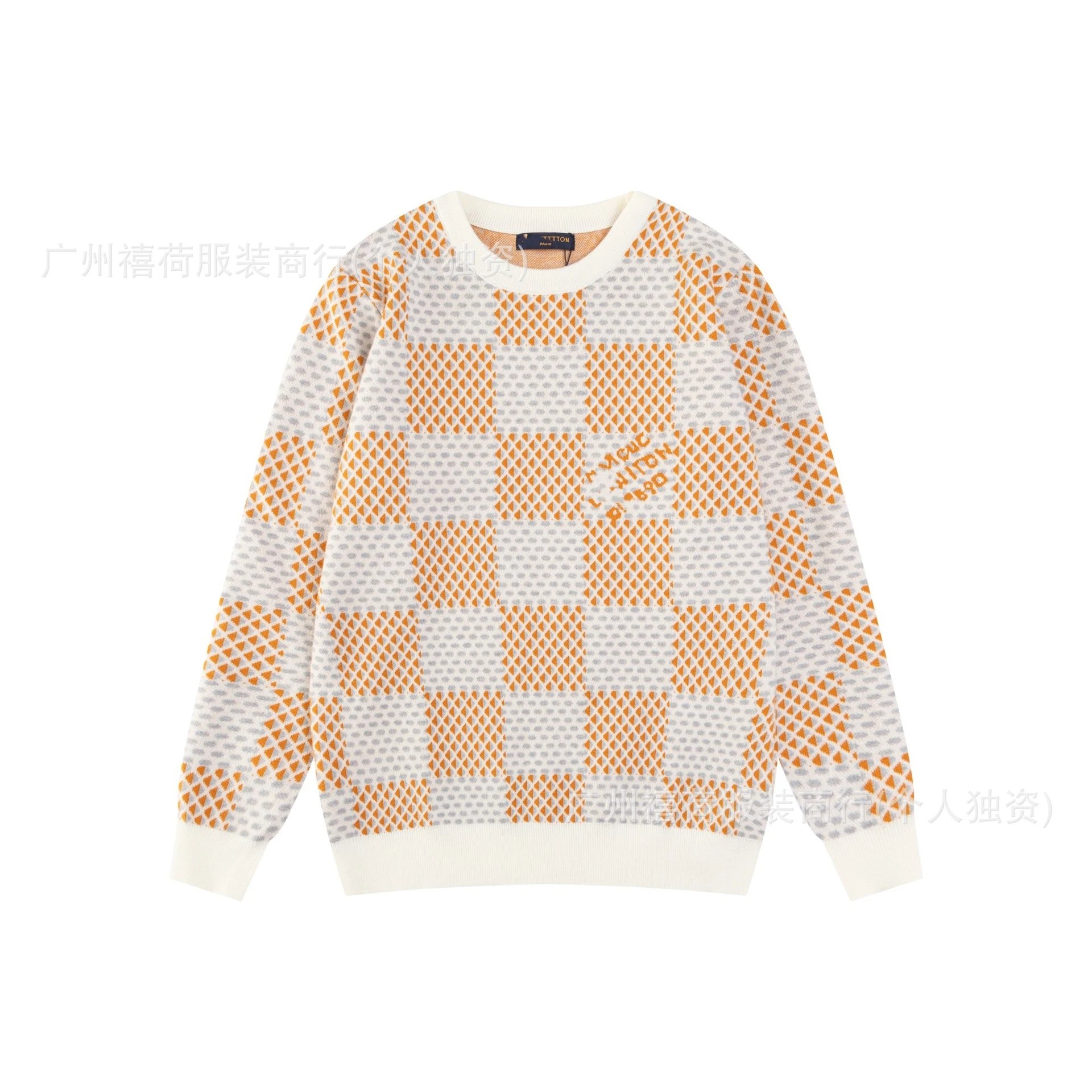 Checkerboard knit sweater photo 4