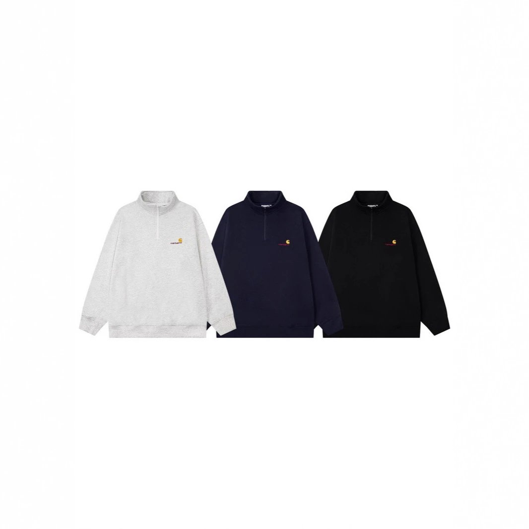 Half-Zip Letter Embroidery Hoodie