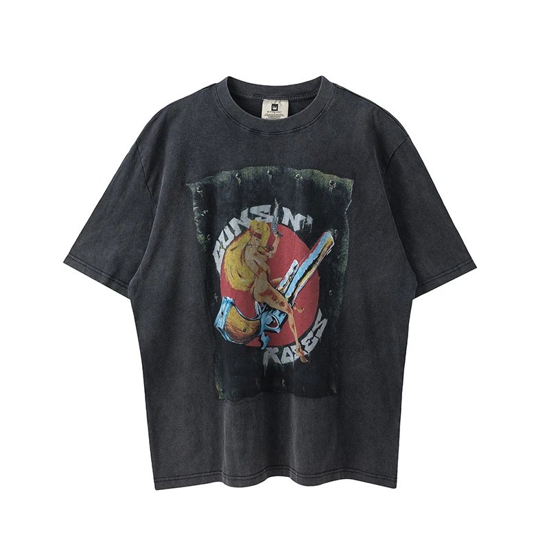 Washed Vintage Portrait High Street American Couple T-Shirt photo 3