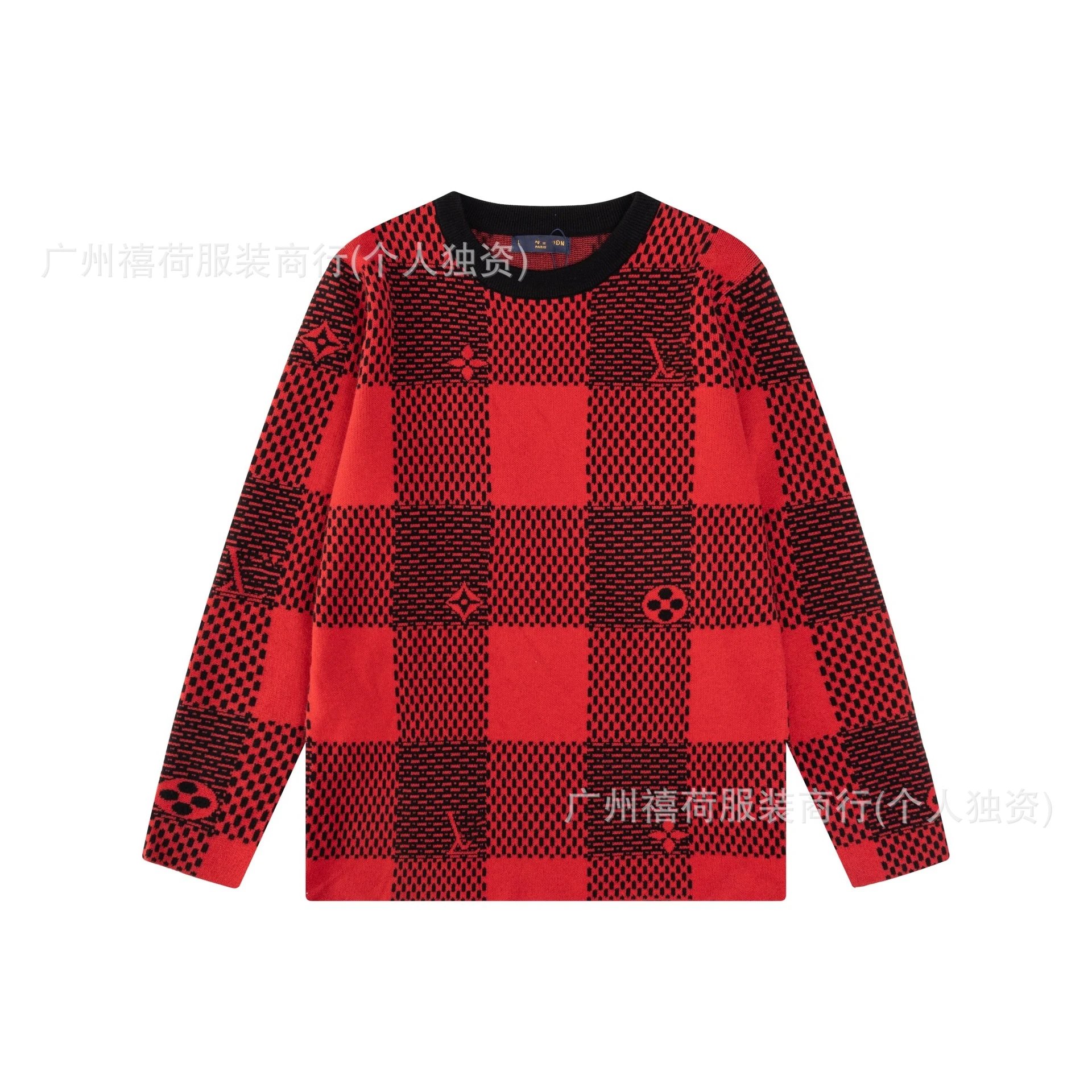Checkerboard knit sweater photo 2