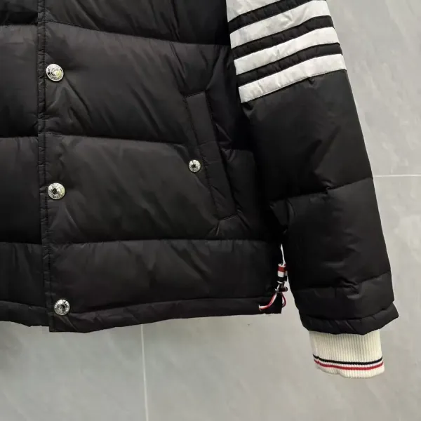 Thom Browne Down Jacket Gray with Four-Bar Stripe Sleeve and Hood - 26
