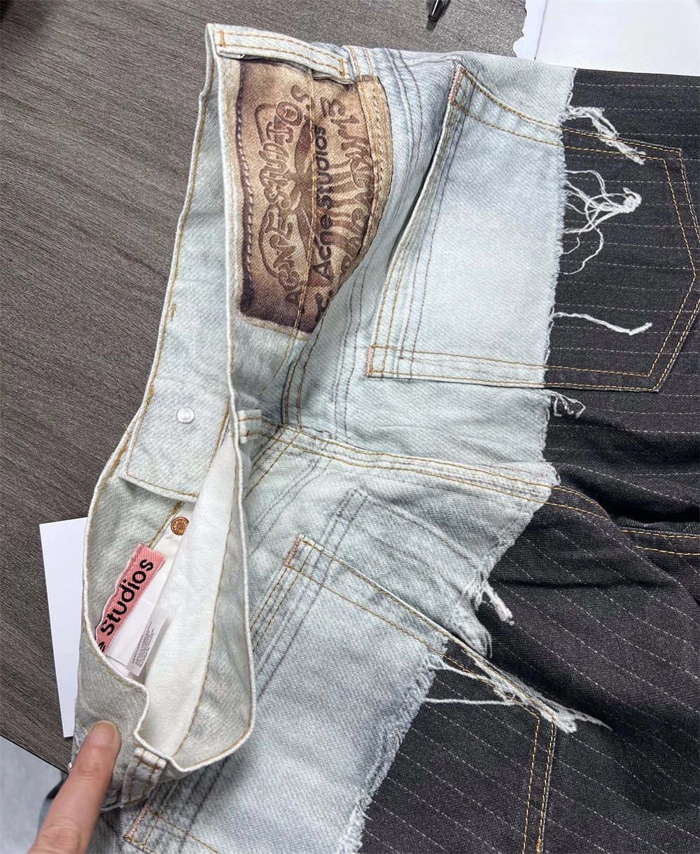 3D Print Patchwork Denim Pants photo 8
