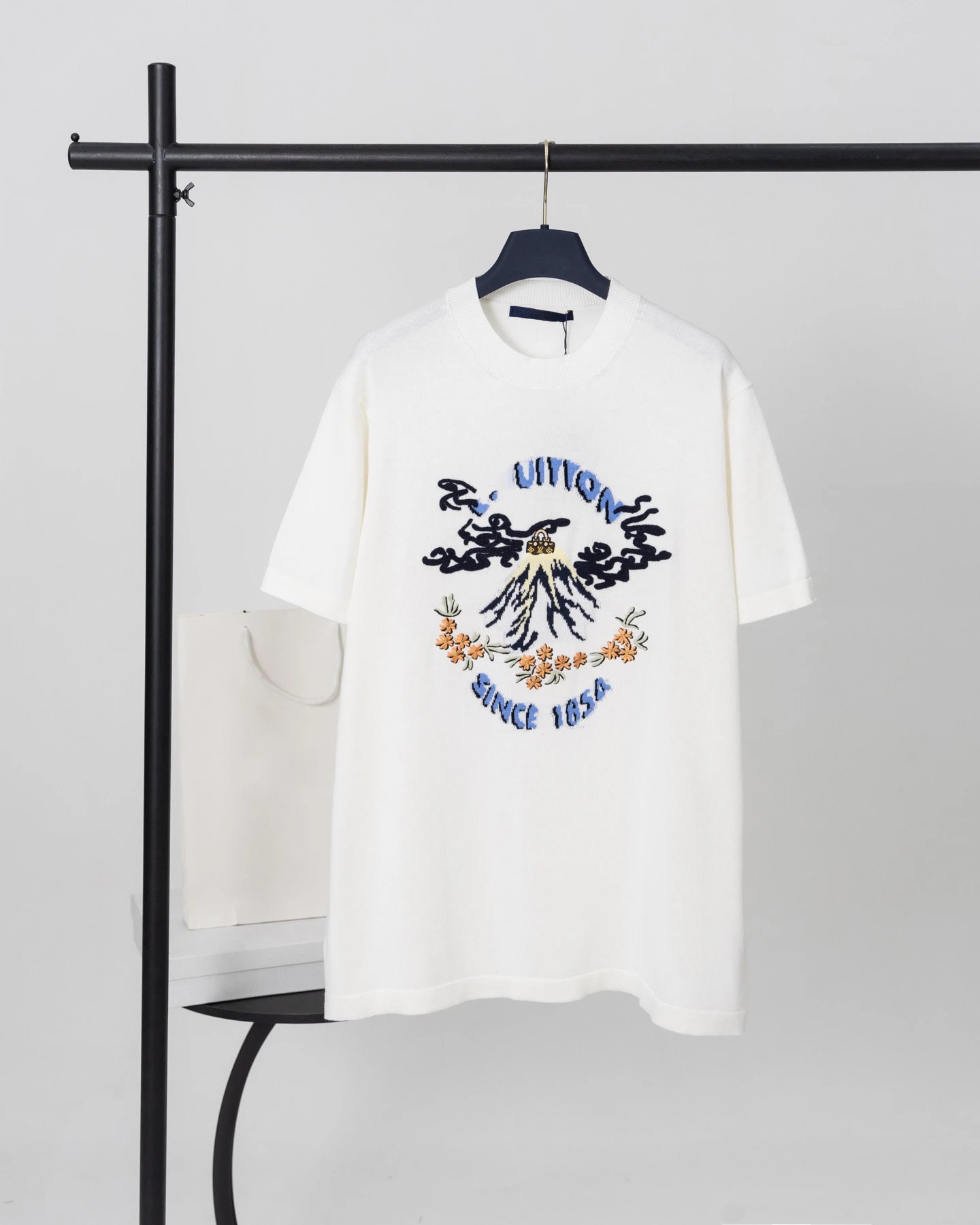 Checkerboard Knit Short Sleeve T-Shirt photo 8