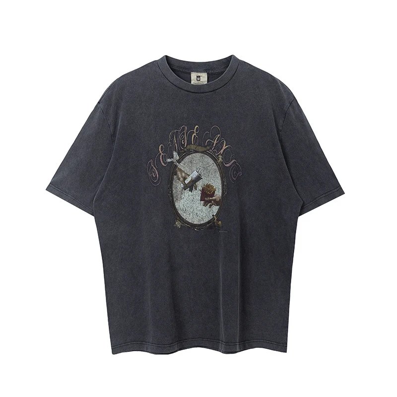 Washed Vintage Portrait High Street American Couple T-Shirt photo 5