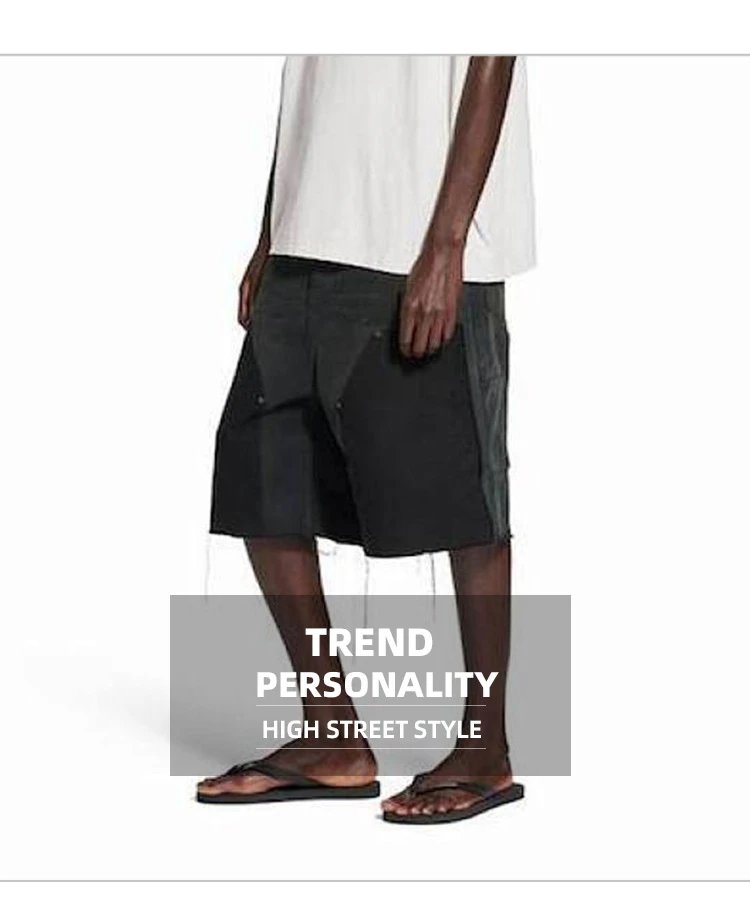Spring Summer Washed Shorts with Cat Whisker Details photo 7