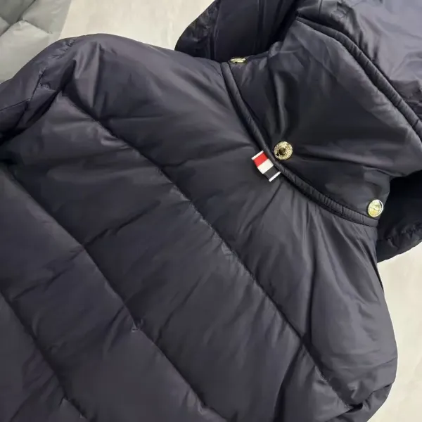 Thom Browne Down Jacket Gray with Four-Bar Stripe Sleeve and Hood - 20