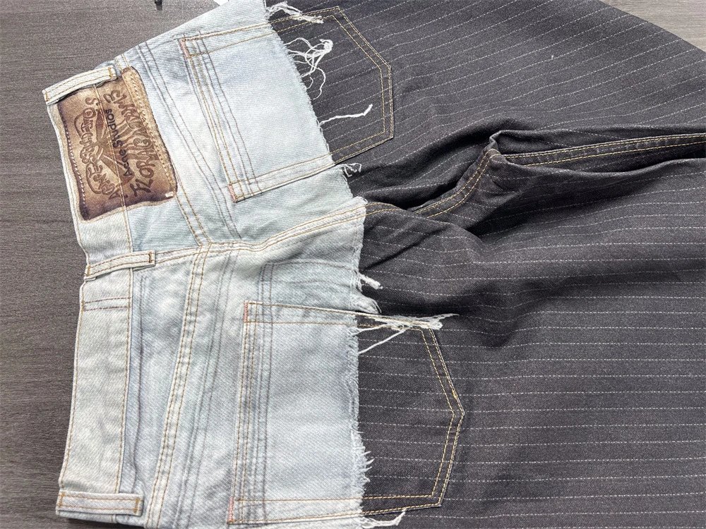 3D Print Patchwork Denim Pants photo 7