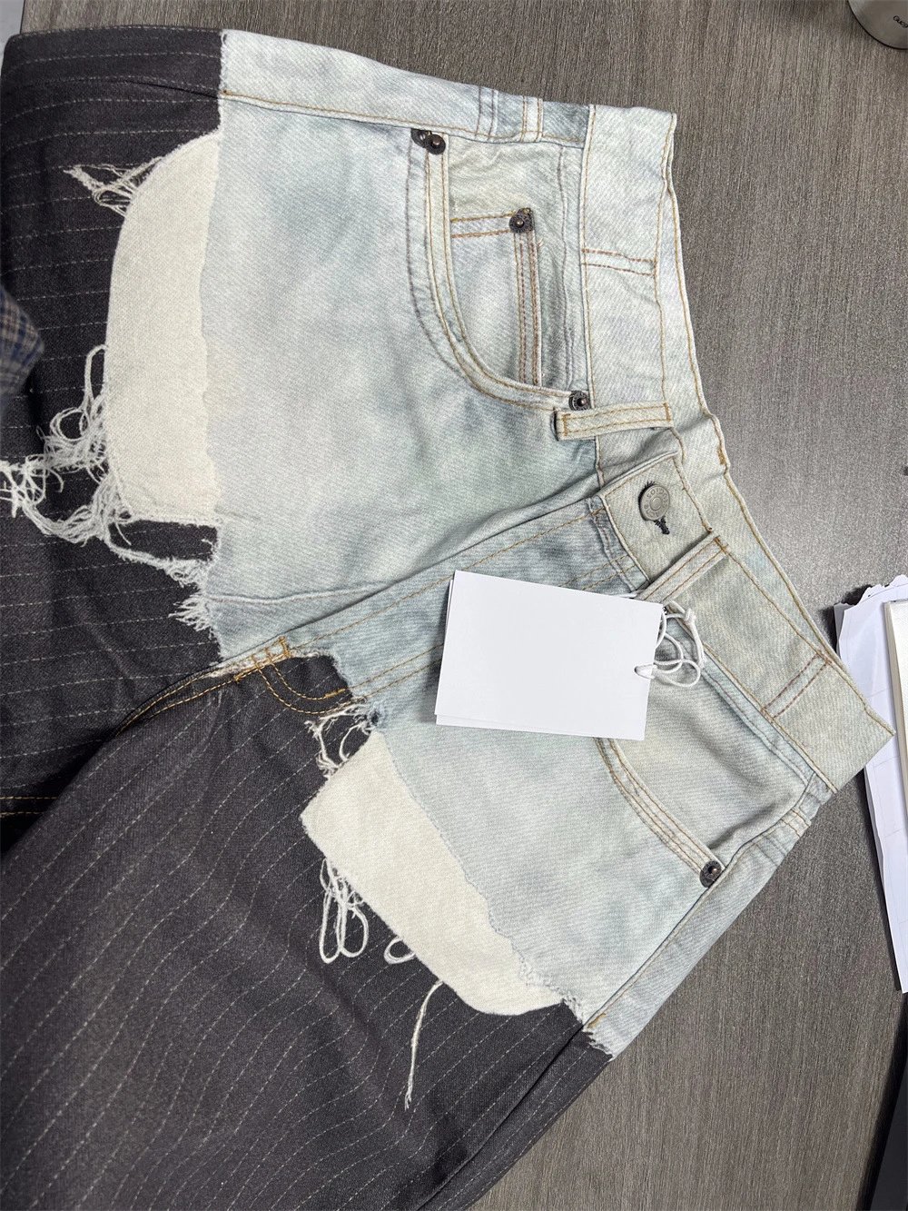 3D Print Patchwork Denim Pants photo 6