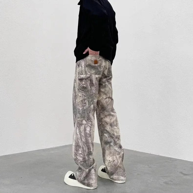Camouflage Wide Leg Straight Jeans photo 8