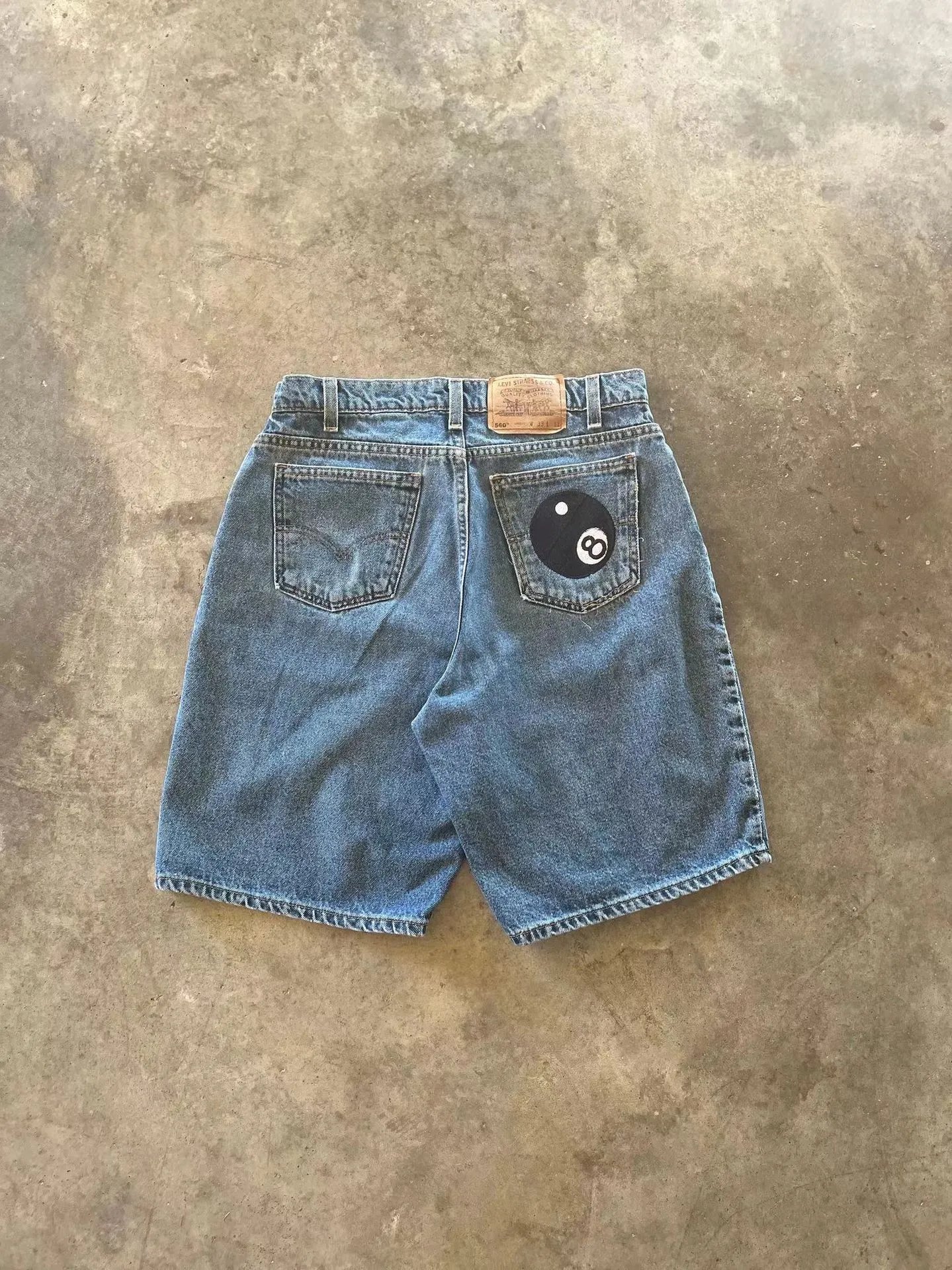 Washed Embroidered Denim Shorts photo 5