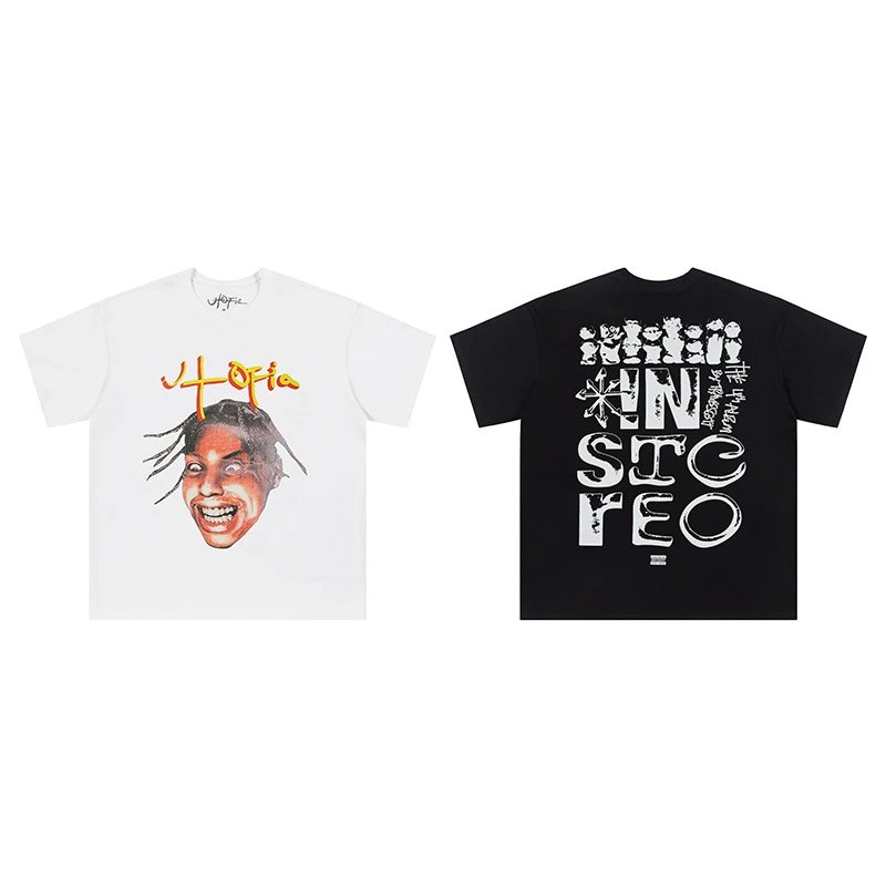 Kanye West Wash Print Letter Couple T-Shirt photo 3
