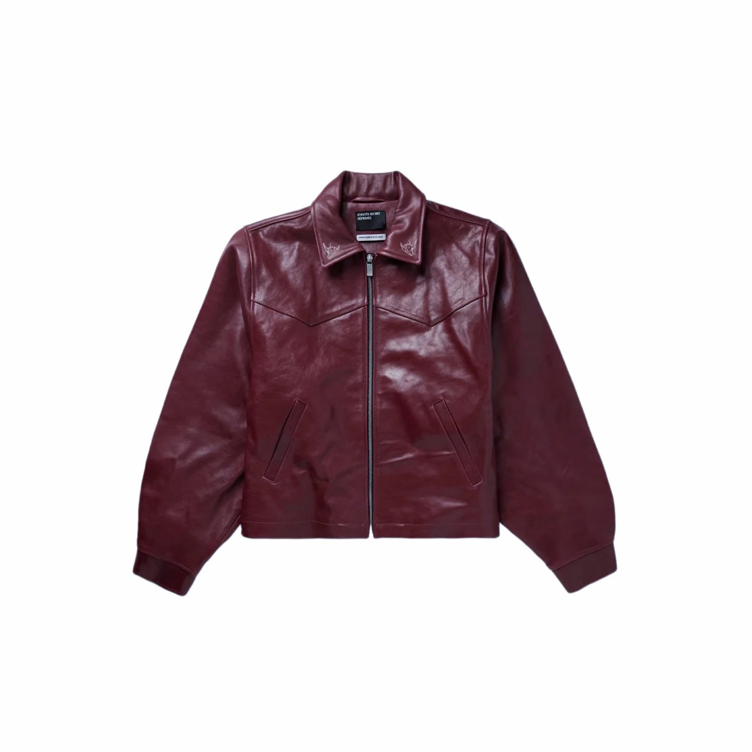 Embroidered Cropped Leather Jacket photo 4