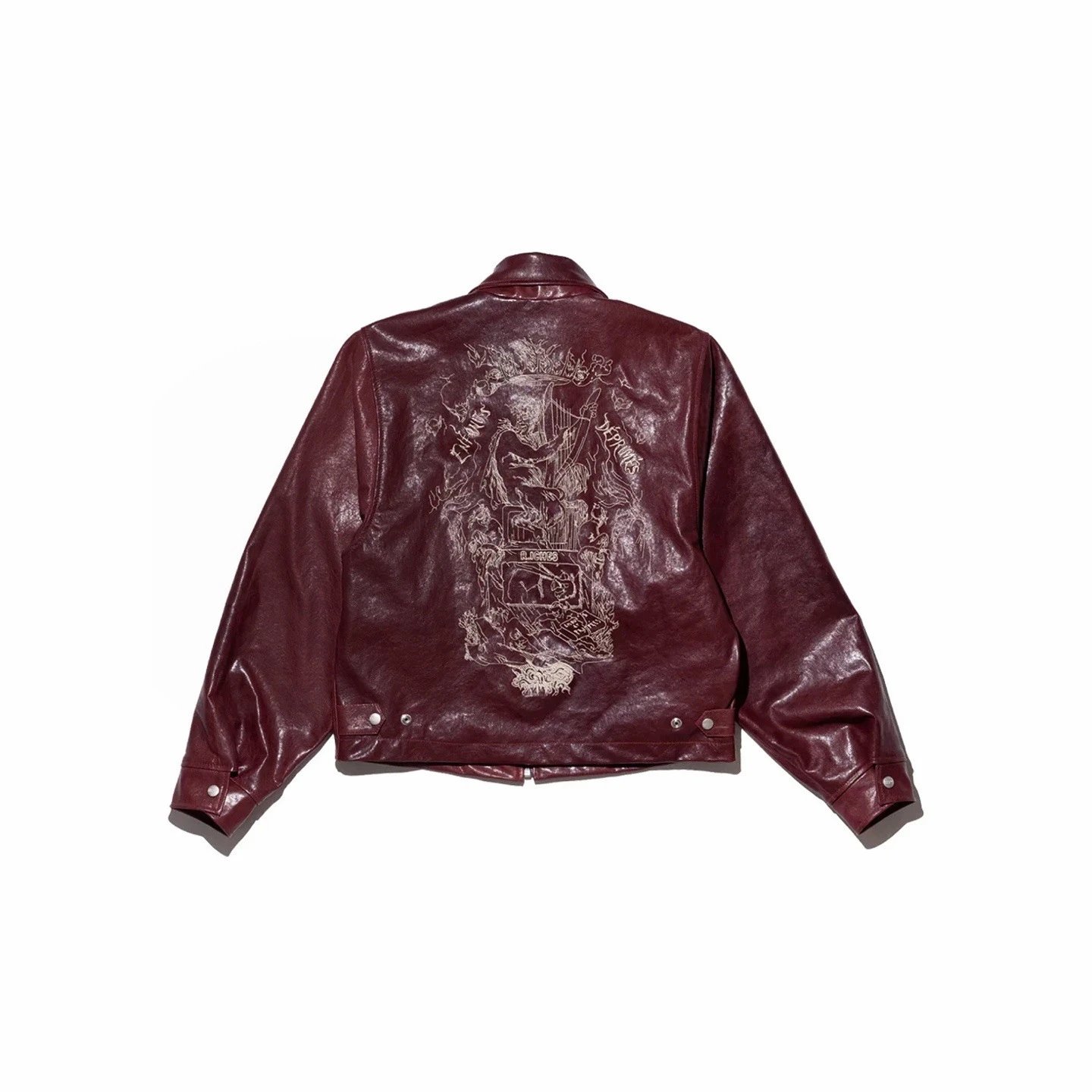 Embroidered Cropped Leather Jacket photo 5