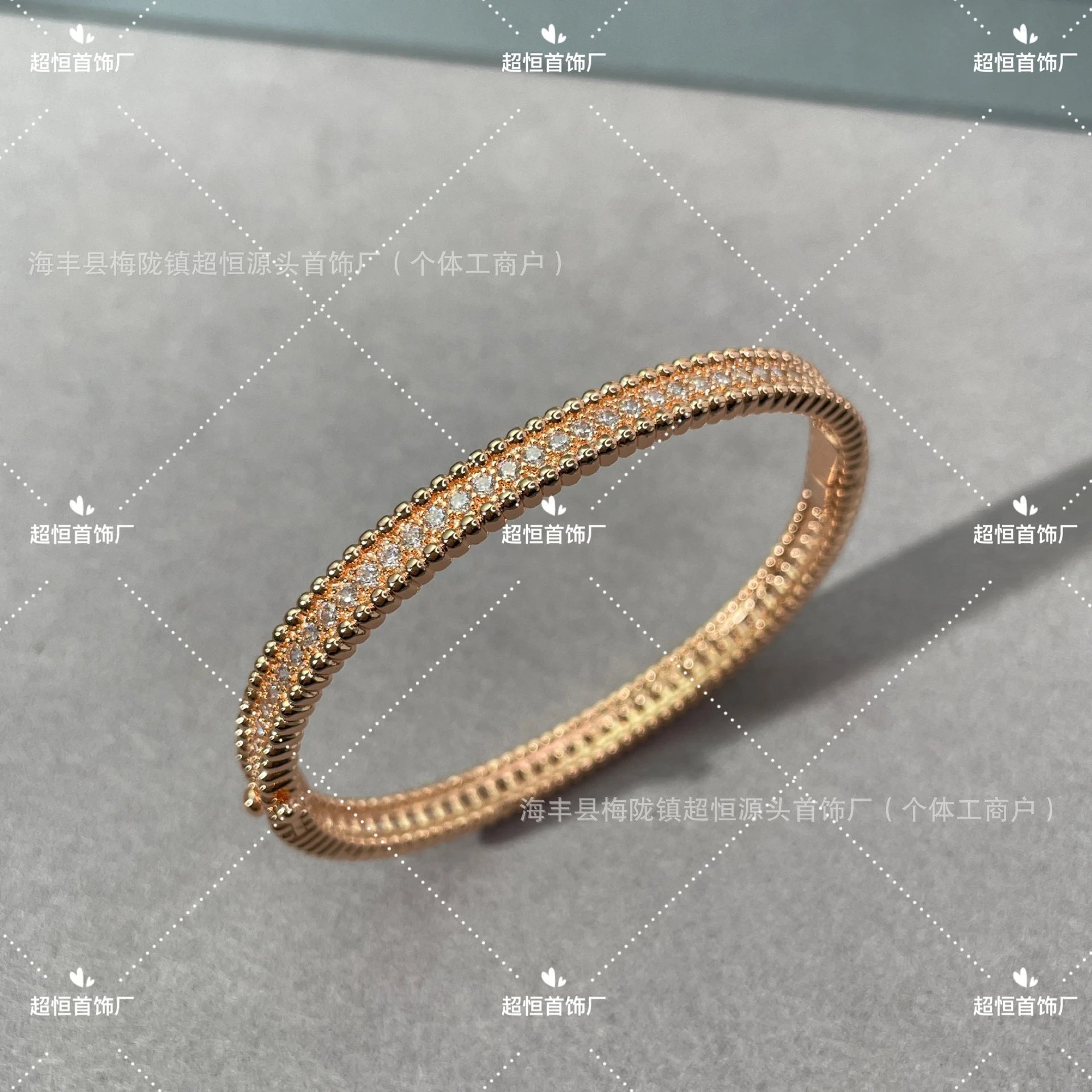 珠边单排钻手镯—玫瑰金色