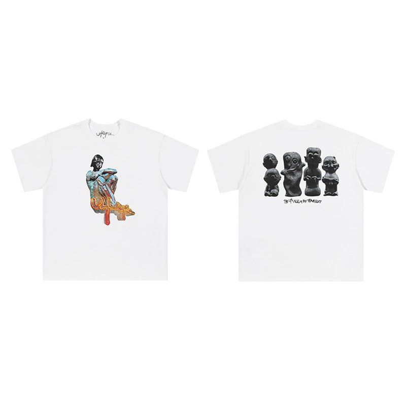 Kanye West Wash Print Letter Couple T-Shirt photo 8