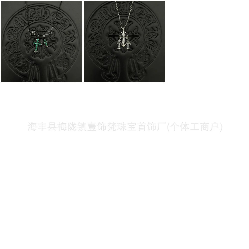 Sterling Silver Cross Pendant Necklace Gold Silver Black Gothic Style