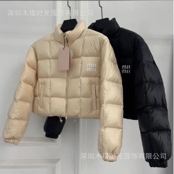 Design Grid-Quilted Cropped Down Jacket Black - 9