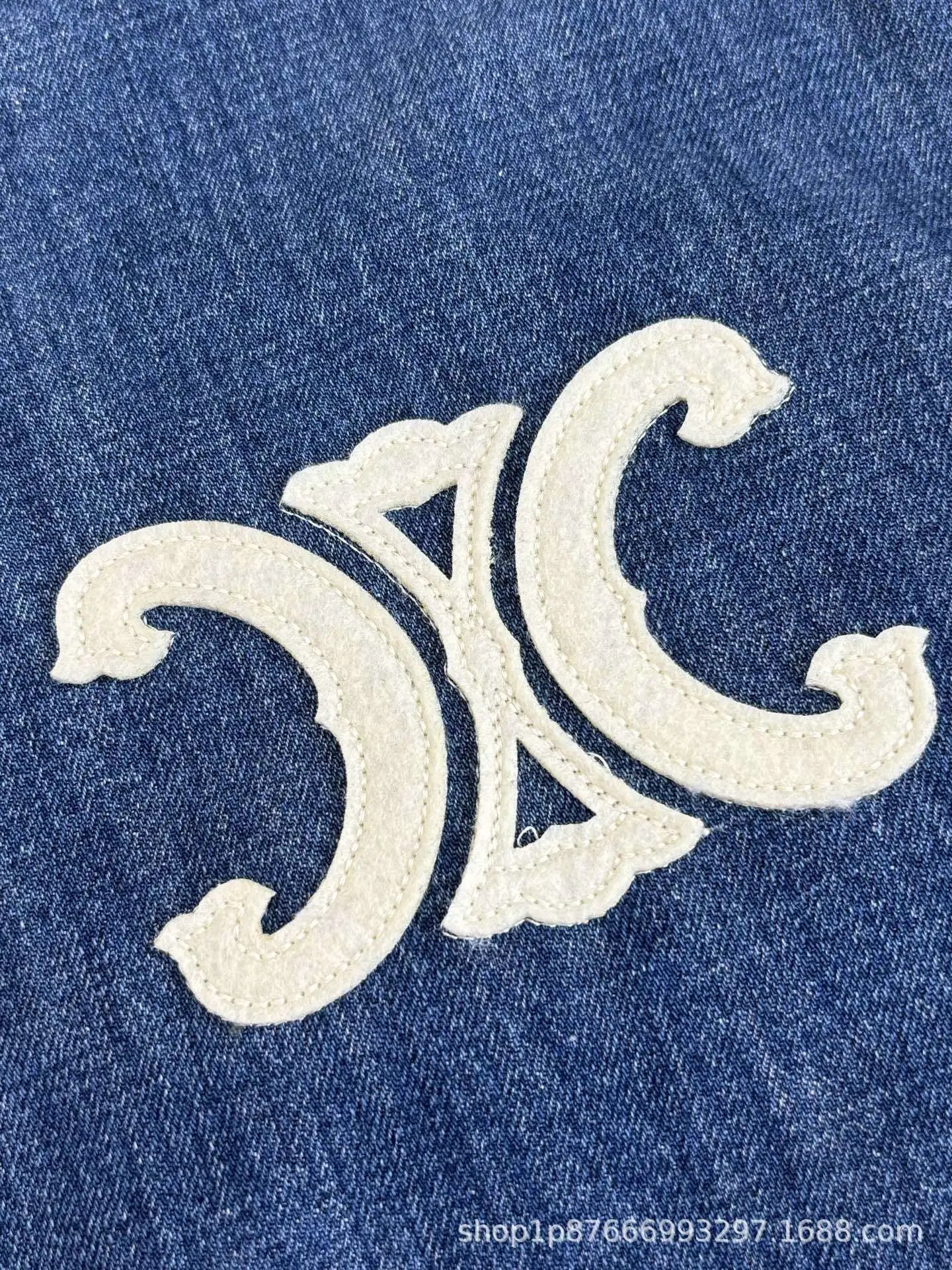 Washed Denim Patchwork Baseball Jacket photo 8