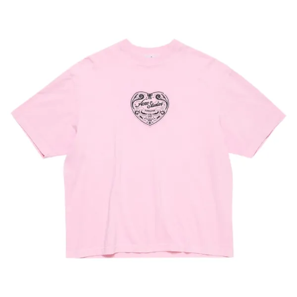 Acne Studios Heart Logo Pink T-Shirt - 1