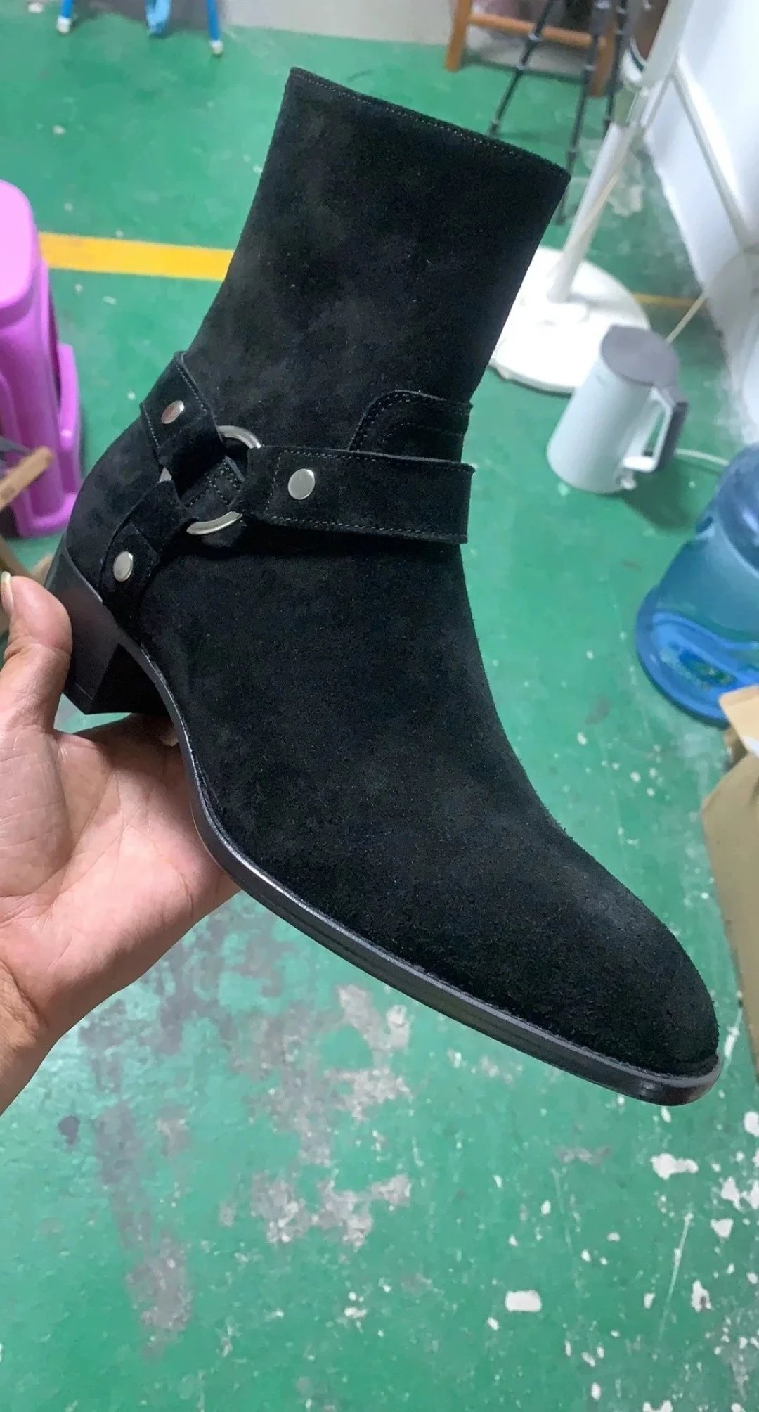 Confirm later! SLP yuan label black non refundable full set, please customize later) Complete customization support suede Chelsea ring buckle (order type product, packaging Mr. Wu)