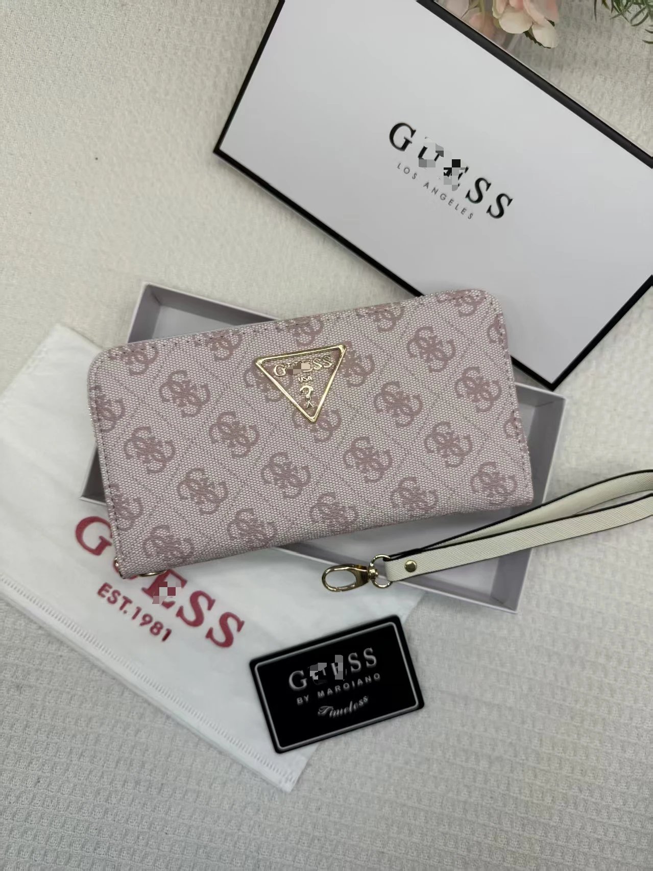 Design Guess Monogram Print Brown Long Wallet with Triangle Logo Long Wallet - 12
