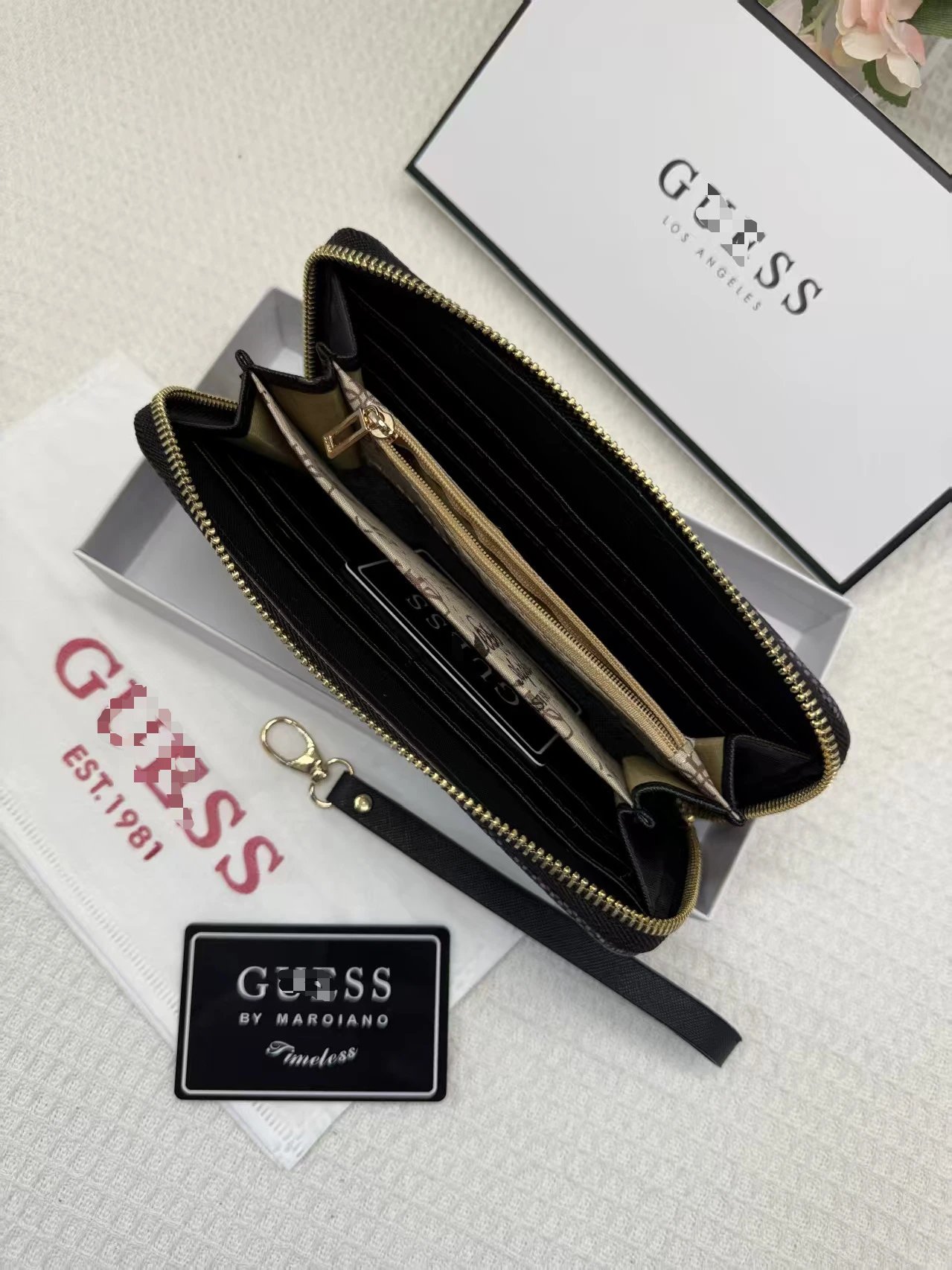Design Guess Monogram Print Brown Long Wallet with Triangle Logo Long Wallet - 8