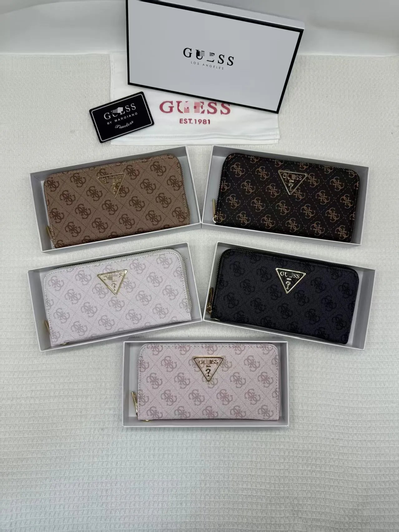 Design Guess Monogram Print Brown Long Wallet with Triangle Logo Long Wallet - 18