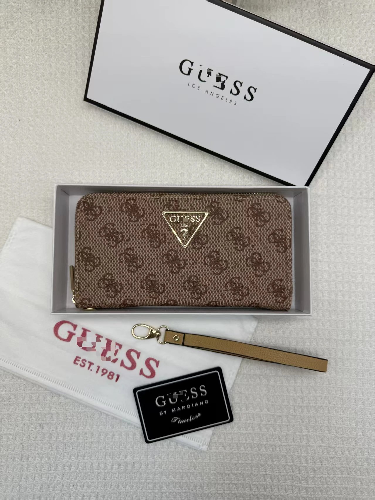 Design Guess Monogram Print Brown Long Wallet with Triangle Logo Long Wallet - 13
