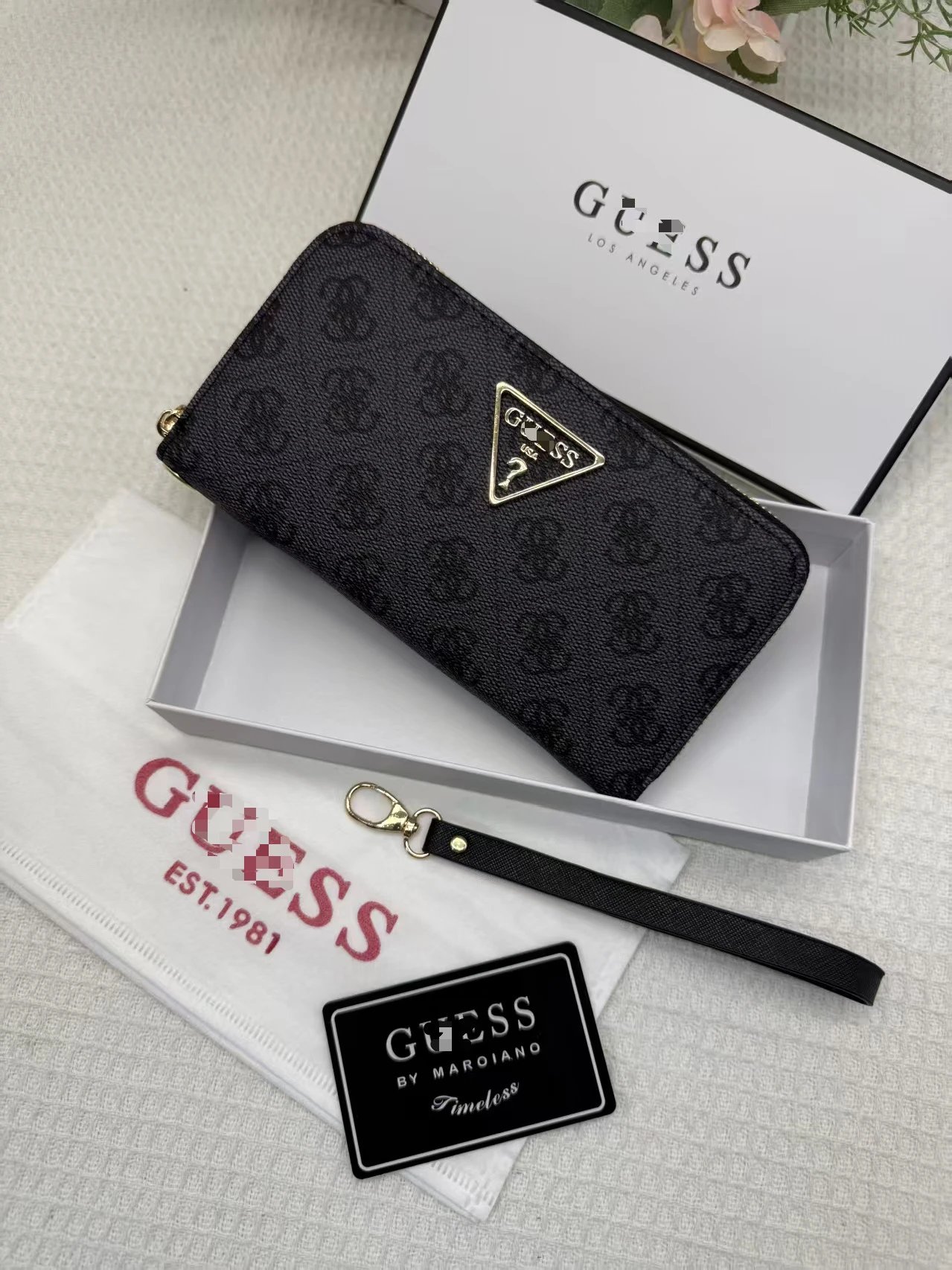 Design Guess Monogram Print Brown Long Wallet with Triangle Logo Long Wallet - 7