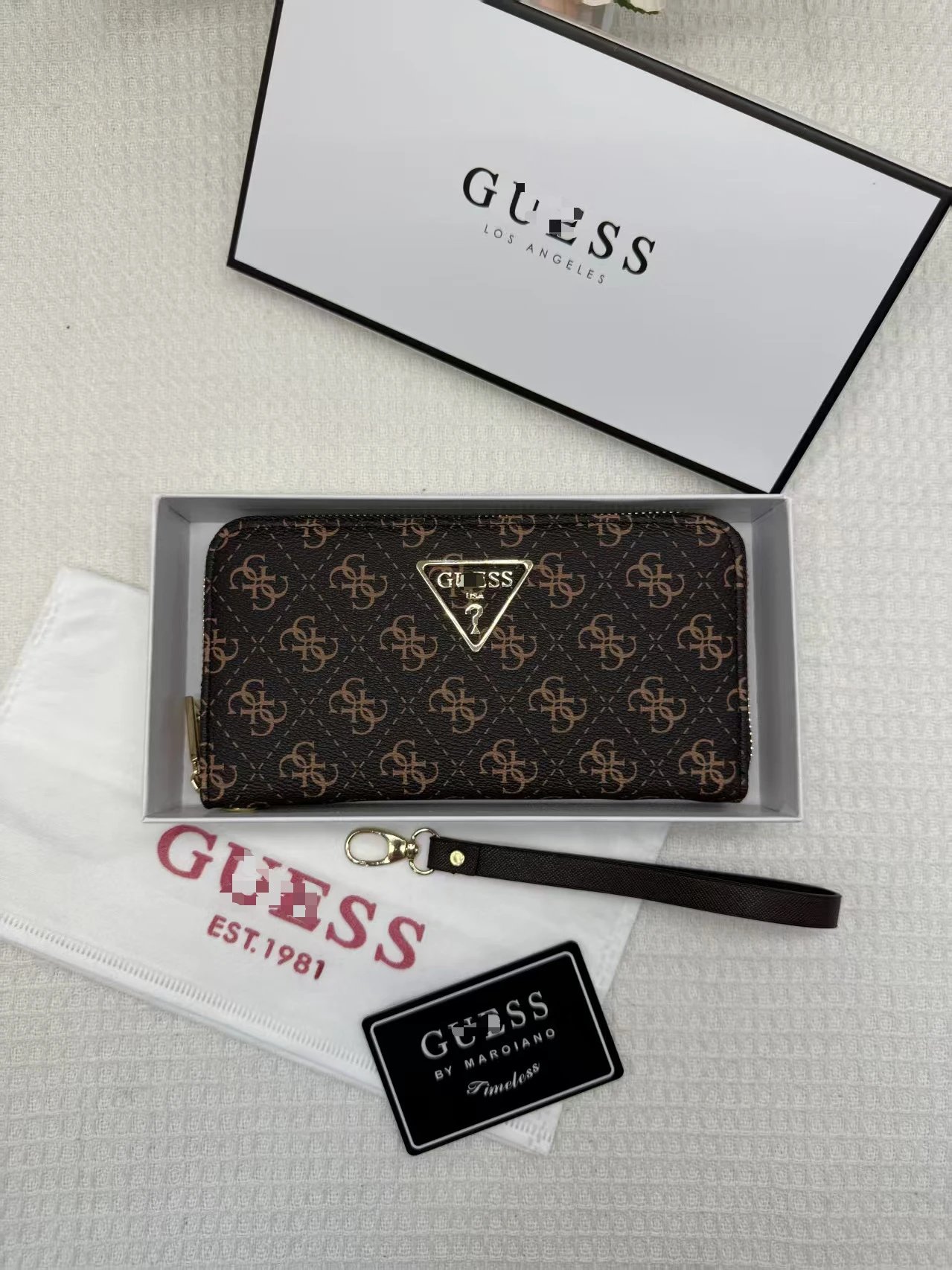 Design Guess Monogram Print Brown Long Wallet with Triangle Logo Long Wallet - 15