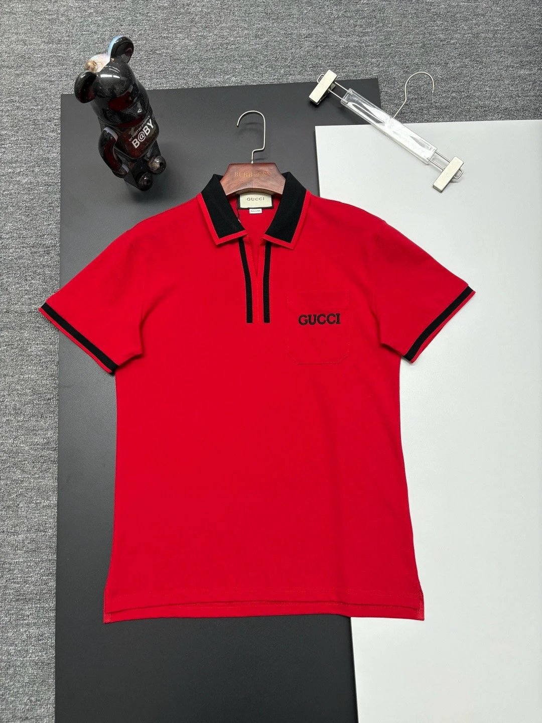 Gucci Logo-Embroidered White Polo with Red-Black Trim Polo Shirt - 4