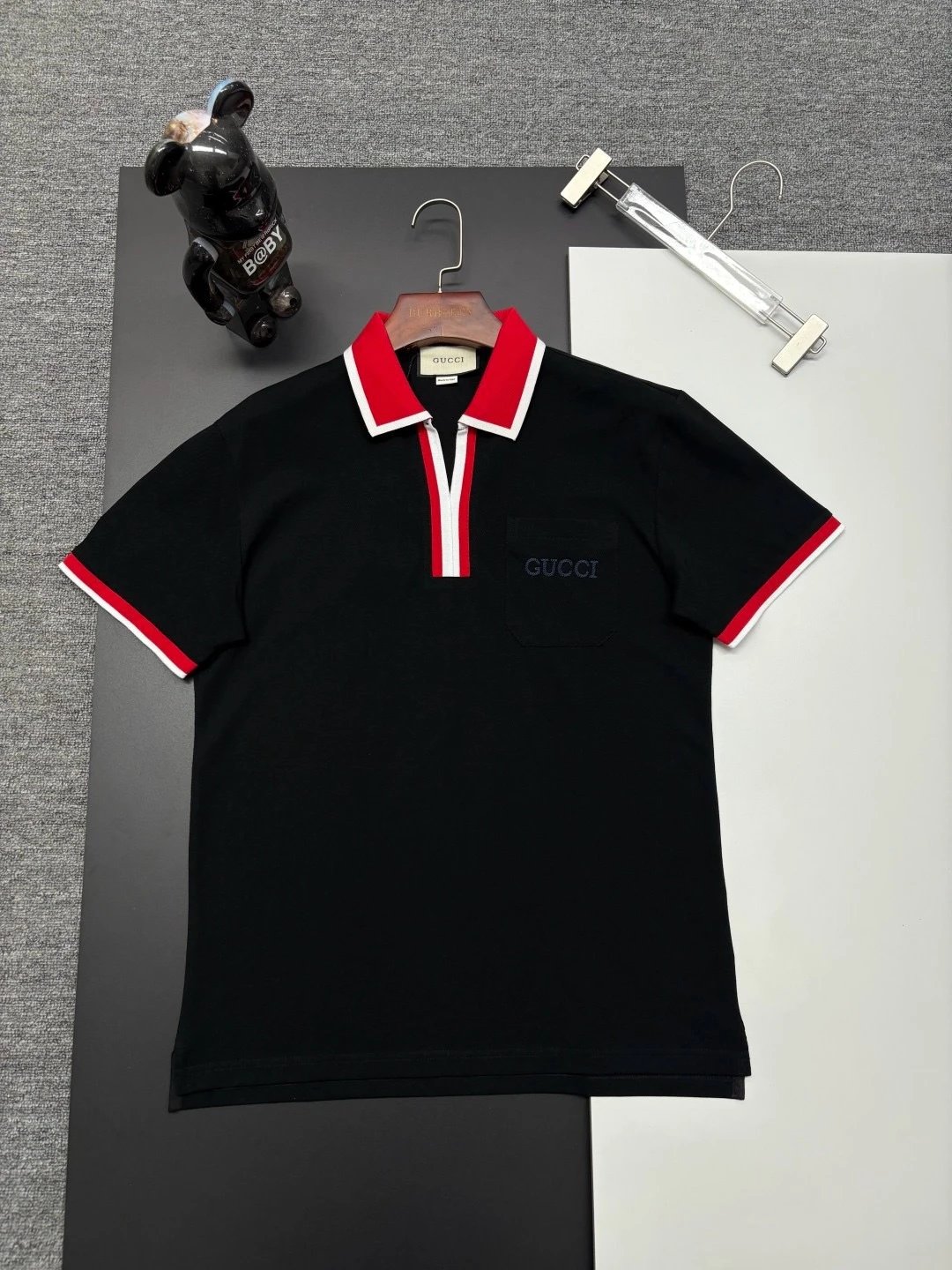 Gucci Logo-Embroidered White Polo with Red-Black Trim Polo Shirt - 3