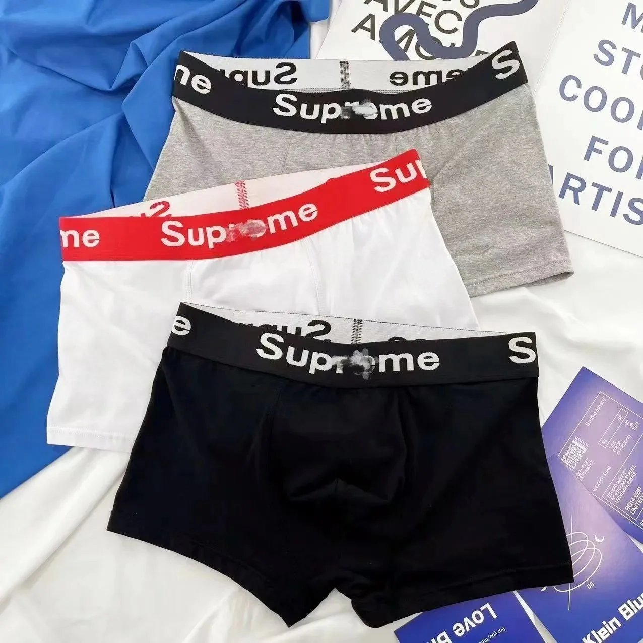 Sup Men's 4-Pack Boxer Briefs (Black + White + Gray)