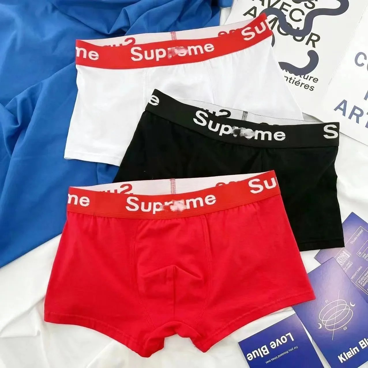Sup Men's 4-Pack Boxer Briefs (Black + White + Red)