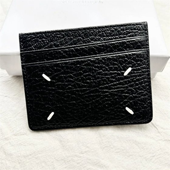L2-Classic 24SS Top Grain Leather Four-Corner Stitching Multi-Card Wallet Card Holder Litchi Pattern Coin Purse for Men and Women
