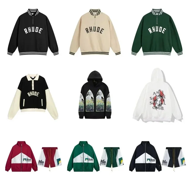 Rhude Jackets Zip-Up Track Jacket with Contrast Stripes product detail image 2