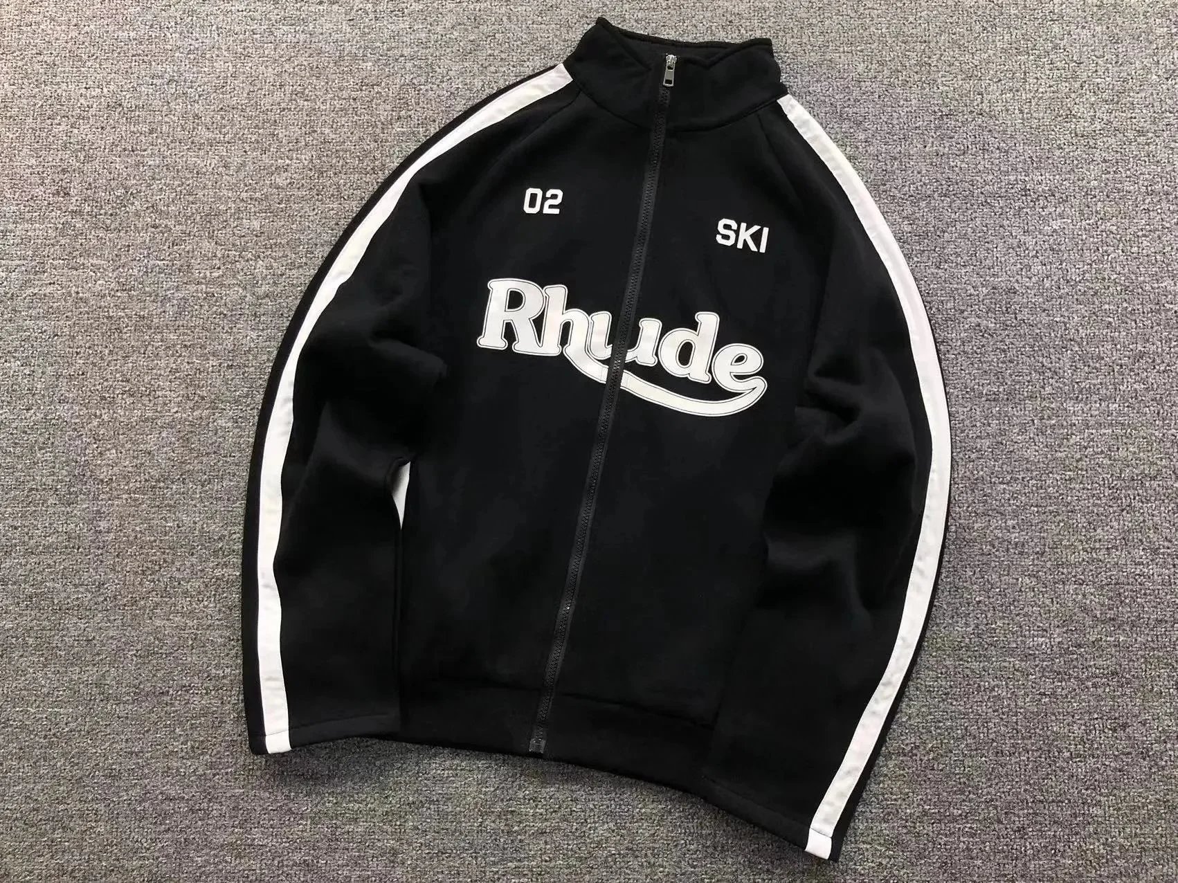 Rhude Jackets Zip-Up Track Jacket with Contrast Stripes — 1