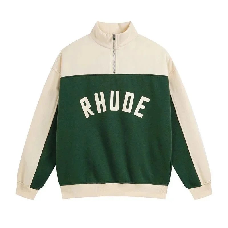 Rhude Jackets Zip-Up Track Jacket with Contrast Stripes — 35